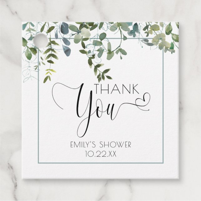 Einfache Grünanlage Vielen Dank Baby Dusche Geschenkanhänger (Vorderseite)