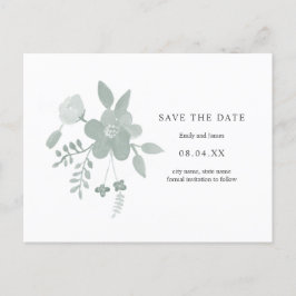 Einfache grüne Aquarellblume Save the Date Einladungspostkarte