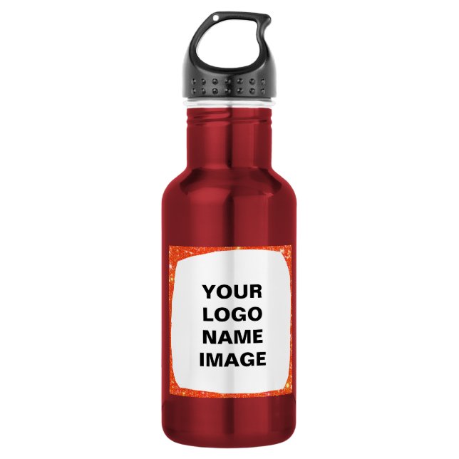 Einfache grüne Aquarellfarbe abstrakt Logo hinzufü Edelstahlflasche (Vorderseite)