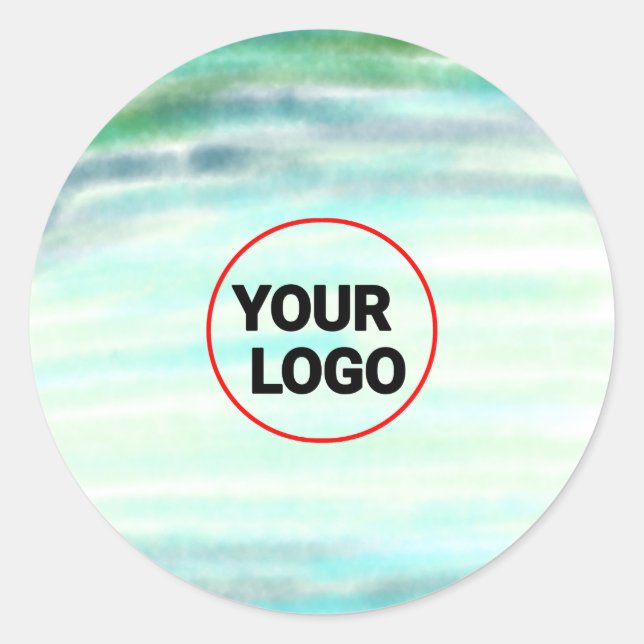 Einfache grüne Aquarellfarbe abstrakt Logo hinzufü Runder Aufkleber (Vorderseite)