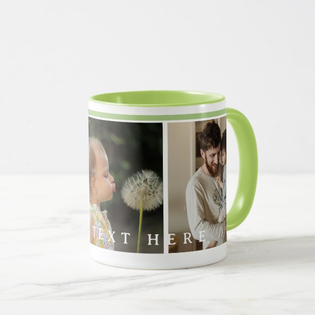 Einfache, grüne, benutzerdefinierte FotoCollage Tasse (VorderseiteRechts)