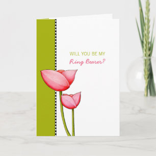 Einfache grüne Blumen - Sei meine Ringträgerkarte Einladung