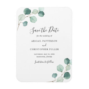Einfache Grüne Eukalyptus Wedding Save the Date Magnet