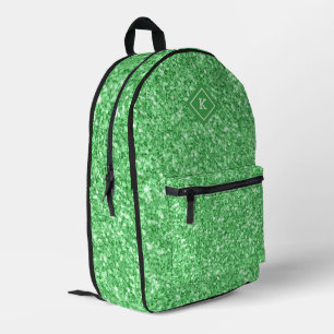 Einfache grüne Farbe Glitzer Textur Monogramm Bedruckter Rucksack