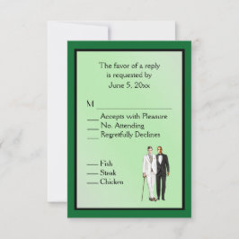 Einfache grüne Gay Wedding RSVP mit Menüauswahl Karte