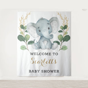 Einfache grüne goldene Baby Shower Begrüßung mit E Wandteppich