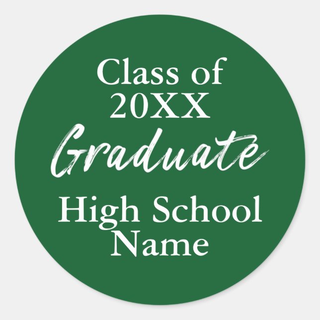 Einfache grüne High School Klasse des Graduate Scr Runder Aufkleber (Vorderseite)