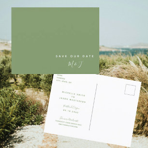 Einfache grüne Hochzeit - Save-the-Date-Postkarte Postkarte