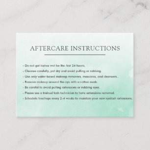 Einfache grüne Lash Extension Microblading Afterca Visitenkarte