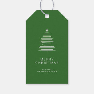 Einfache Grüne Linie Kunst frohe Weihnachtsbaum Geschenkanhänger