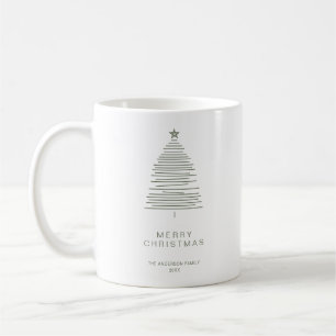 Einfache Grüne Linie Kunst frohe Weihnachtsbaum Kaffeetasse