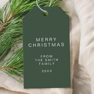 Einfache grüne Minimalistische Weihnachtsgeschenke Geschenkanhänger