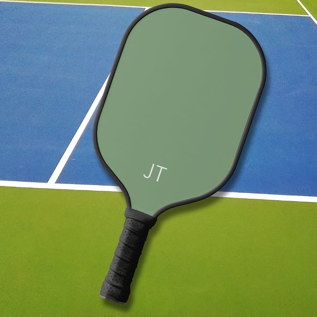 Einfache grüne Monogramm-Mit Monogramm Initialen Pickleball Schläger (Von Creator hochgeladen)