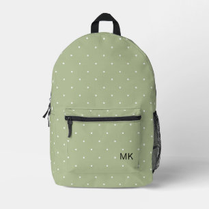Einfache Grüne Polka Dot Monogram Initialen Bedruckter Rucksack