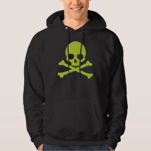 Einfache grüne Schädel und Kreuze Hoodie