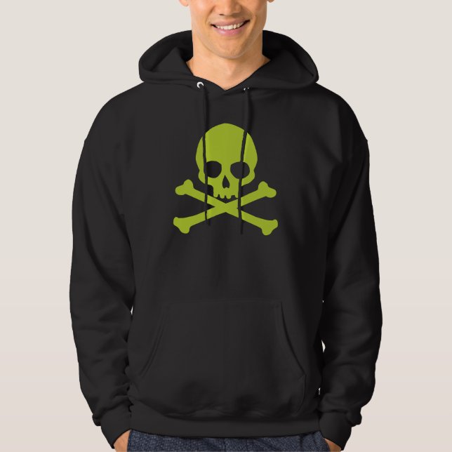 Einfache grüne Schädel und Kreuze Hoodie (Vorderseite)