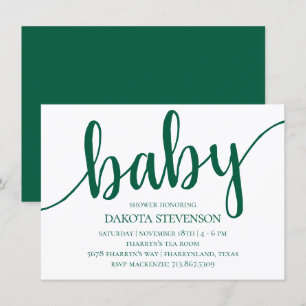 Einfache grüne Schrift   Bold Hunter Baby Shower Einladung