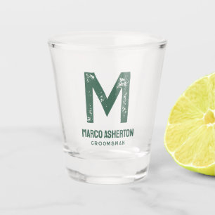 Einfache grüne Textbachelor-Party Schnapsglas