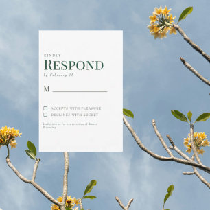 Einfache grüne und weiße Hochzeits-RSVP RSVP Karte