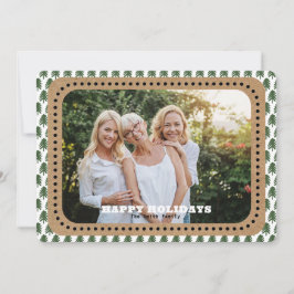 Einfache, grüne und weiße Weihnachtsbaume Feiertagskarte