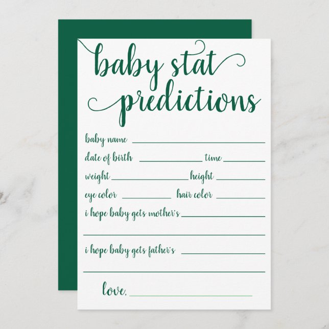 Einfache grüne Vorhersage | Sour Apple Keepake Car Einladung (Vorne/Hinten)