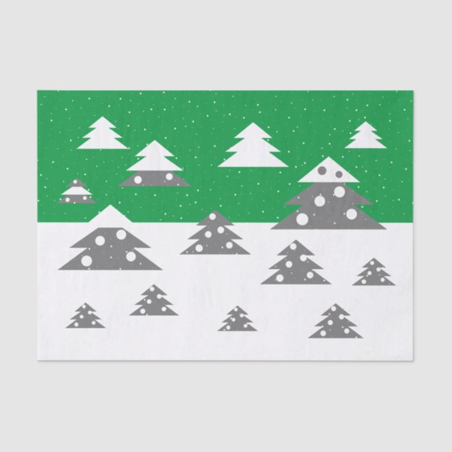 Einfache grüne Weihnachtsbaum Muster Schneeschuhwa Seidenpapier (Vorderseite)