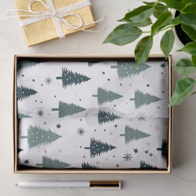 Einfache grüne Weihnachtsbaume Seidenpapier (Geschenk)