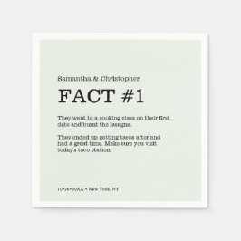 Einfache grüne weiße Hochzeitsfakte Serviette