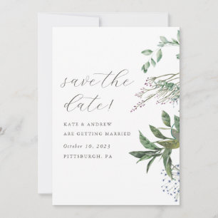 Einfache Grünflächen-Wiesen-Hochzeit - Merken Sie Save The Date