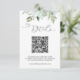 Einfache Grünpflanzen-QR-Code-Hochzeitsdetails Begleitkarte