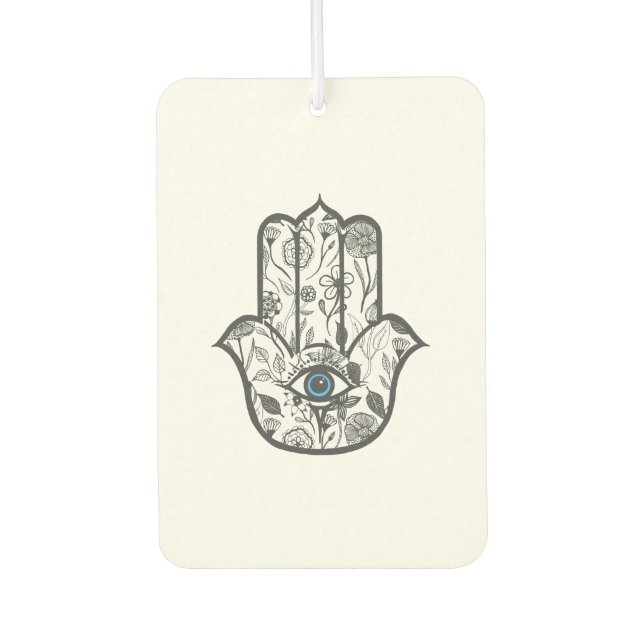 Einfache Hand gezeichnet Floral Hamsa Hand Autolufterfrischer (Vorderseite)