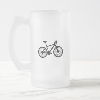 Einfache Hand gezeichnetes Fahrrad in Schwarzweiss Mattglas Bierglas