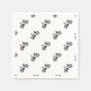 Einfache Hand gezeichnetes Fahrrad in Schwarzweiss Serviette