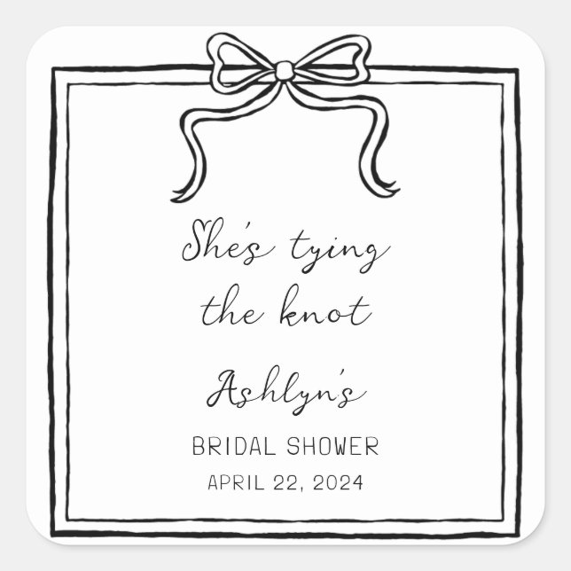 Einfache Hand gezogen Shes binden den Knoten Stick Quadratischer Aufkleber (Vorderseite)