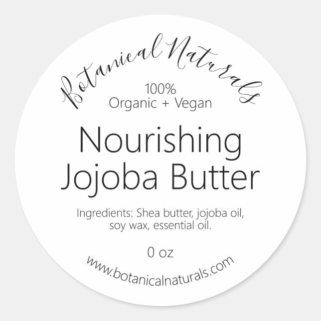 Einfache handgefertigte Bio Vegane Body Butter Lab Runder Aufkleber (Vorderseite)