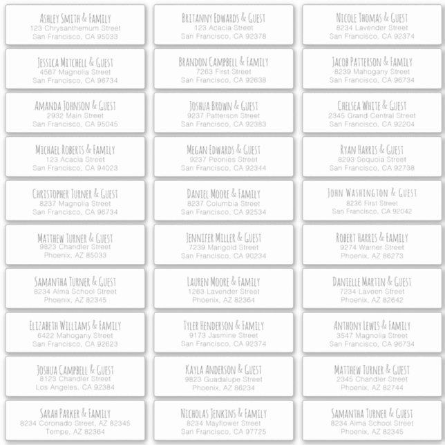 Einfache handgeschriebene Anschrift für Hochzeitgä Aufkleber (Vorderseite)