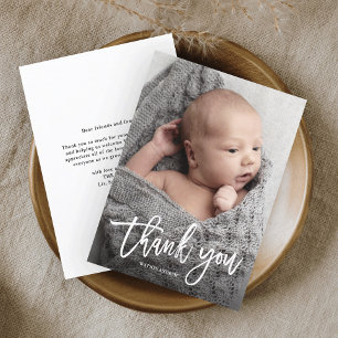 Einfache handgeschriebene Baby-Foto Dankeskarte
