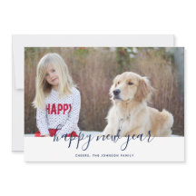 Einfache handgeschriebene Happy New Year Foto Card