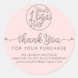 Einfache, handgeschriebene Herzen - Vielen Dank Runder Aufkleber