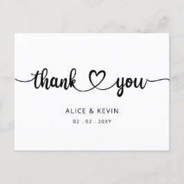 Einfache handgeschriebene Hochzeit Vielen Dank Postkarte