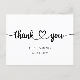 Einfache handgeschriebene Hochzeit Vielen Dank Postkarte
