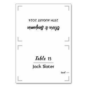 Einfache handgeschriebene Script-Hochzeitskarte Tischnummer
