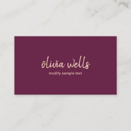 Einfache handgeschriebene Typografie Burgundy Lila Visitenkarte