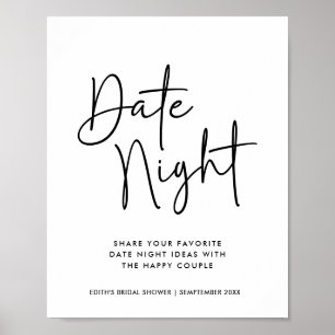 Einfache handgeschriebene Typografie Date Night Ja Poster