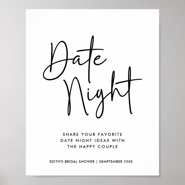 Einfache handgeschriebene Typografie Date Night Ja Poster (Vorne)