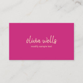 Einfache handgeschriebene Typografie Magenta Pink Visitenkarte