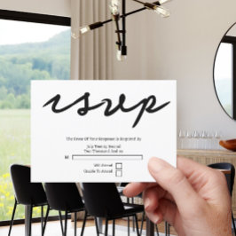 Einfache handgeschriebene Typografie Minimalistisc RSVP Karte