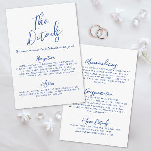 Einfache handgeschriebene Whimsical Blue Wedding D Begleitkarte