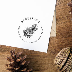 Einfache handgezeichnet Pine Rustikale Rücksendead Gummistempel