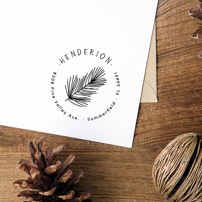Einfache handgezeichnet Pine Rustikale Rücksendead Gummistempel (Von Creator hochgeladen)
